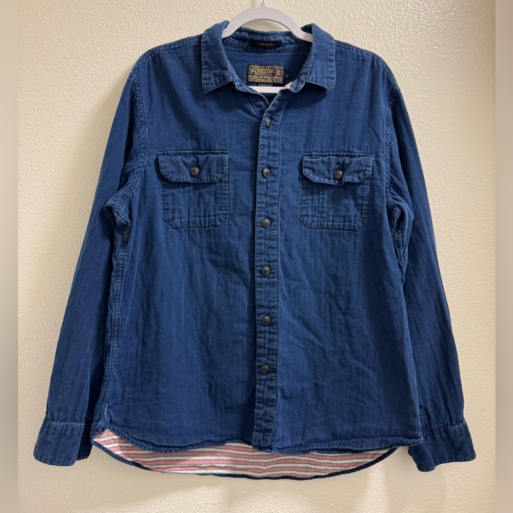 Pendleton Fairbanks Button Down Shirt Striped Lin… - image 1